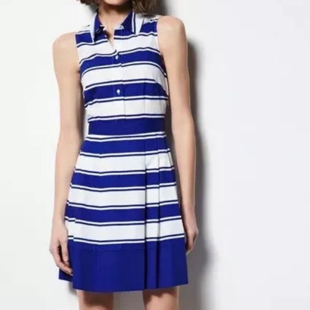 Milly Blue & White Striped Sleeveless A Line Nautical Cotton Summer Dress 6